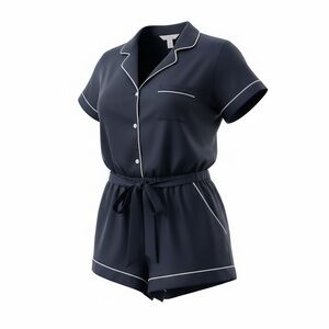 Victoria's Secret Dark Blue Satin Pajama Romper